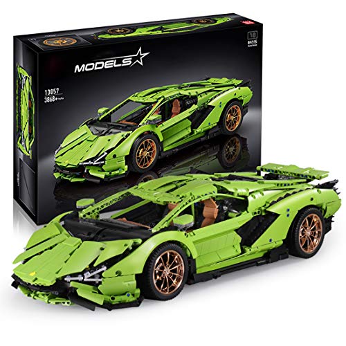 WEERUN Technic Coche Deportivo para Lamborghini Centenario, 1: 8 2.4G Coche con Luz Nocturna Juguetes de Construcción, 3868 Piezas Bloques - Compatible con Lego Technic