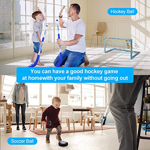 welltop Hover Hockey Set Toys, Hovering Hockey Game con 2 Objetivos y Luces LED, Regalos de fútbol aéreo de Interior para 3 4 5 6 7 8 9 años Niños