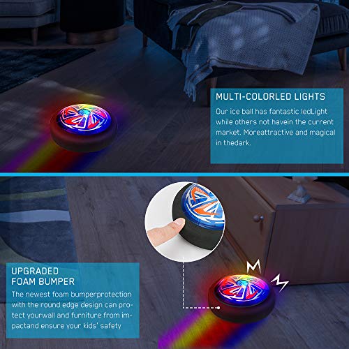 welltop Hover Hockey Set Toys, Hovering Hockey Game con 2 Objetivos y Luces LED, Regalos de fútbol aéreo de Interior para 3 4 5 6 7 8 9 años Niños