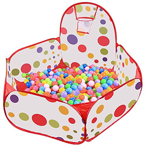 WolinTek Tienda de Juego Infantil, Piscina de Bolas Niños con Aro de Baloncesto, Parque de Bolas de Juego para Infantil, Casa Plegable, Regalo de Juguete para Niños (Bolas No Incluidas)