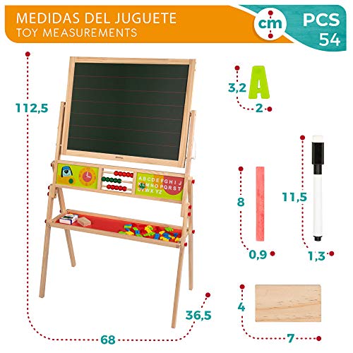 WOOMAX- Pizarra de Madera magnética y Tiza, Multicolor (Colorbaby 42149)