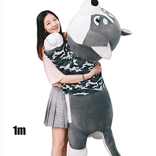 WXXW Muñeca De Trapo Perro De Peluche Muñeca Husky Peluche Gris Bebes Peluche Regalo De Cumpleaños,1m/39in