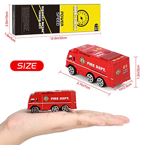 XDDIAS Camión de Bombero de Juguete, 6 Pcs Mini Diecast Vehículos de Bomberos, Aleación Modelo Vehículo de Juguete Helicóptero Coche Patrulla Regalo para Niño Navidad Cumpleaños 3 Años