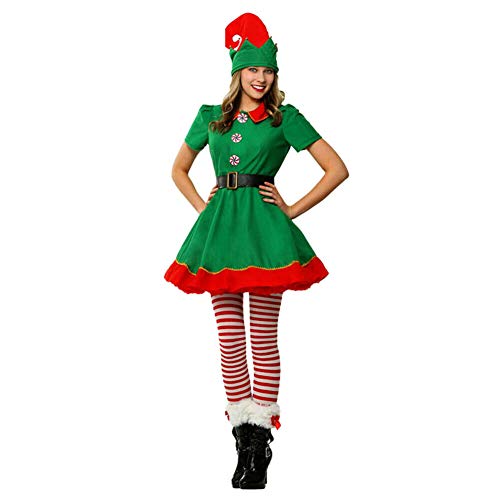 Xingsiyue Disfraz de Elfo para Navidad, Halloween Carnaval Cosplay Familiares Traje de Navidad Unisexo Disfraz de Duende
