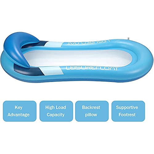 Xnuoyo Colchoneta Piscina Tumbona, Hamaca Flotante, Pool Colchón Hinchable, Flotador Piscina Playa Cama de Agua Flotador de Malla Tumbona Inflable del Agua Hinchable Colchón de Aire Adultos (Azul)