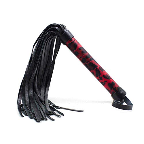 XO-KOX Látigos con Flecos de Leopardo Rojo Negro Juego Juguete Disfraces Fiesta Adultos Mujeres Hombres Cosplay Disfraz Deporte bóńdàgē spànkîng Paquete Pareja Novedad Sexy