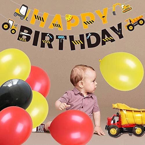 XYDZ 17PCS Forma de Coche Globos de Papel de Aluminio Transporte Tema para Niño Cumpleaños Decoraciones Fiesta Cars Bola de Flores de Papel Estrella de Cinco Puntas Globo Látex Vehículo de Ingeniería