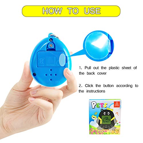 Yeelan Juguetes para Mascotas virtuales Consola de Juegos para Mascotas Digital Máquina de Mano Animales electrónicos con Llavero Rompecabezas de educación temprana Regalo para Niños (Azul)
