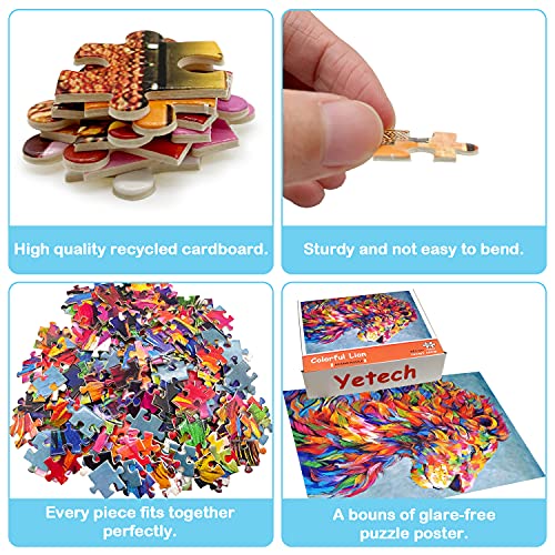 Yetech Puzzle de 1000 Piezas para Adultos,3D Puzzles León de Color,Rompecabezas De Cartón,Obra de Arte de Juego de Rompecabezas para Adultos,Juego de Rompecabezas y Juego Familiar(70x50cm)