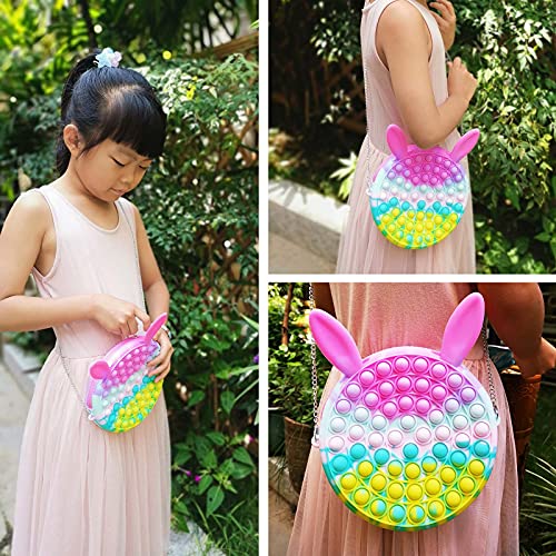 Yiran Borsa a Tracolla Pop it Push Bubble, Micky Giocattolo Antistress Fidget Toy, Semplice Fossetta Giocattolo,Borsa Giocattolo sensoriale da spremere,Macaron Borsa a Tracolla con Orso Creativa