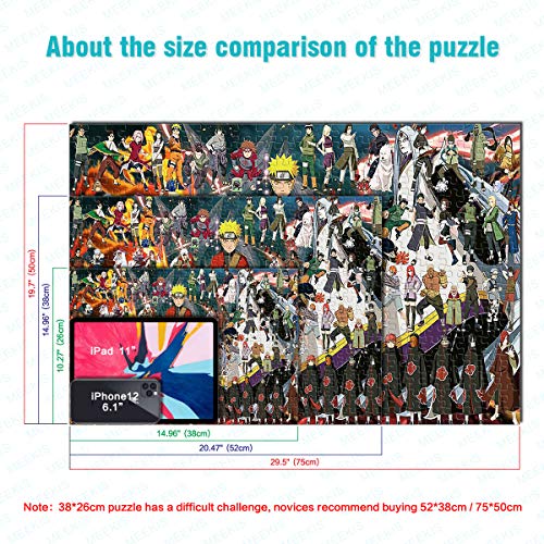 YITUOMO 1000 Piezas Rompecabezas para Adultos Naruto Rompecabezas clásico niños Pinturas intelectuales Juego de Rompecabezas Juguetes Regalo 38x26 cm