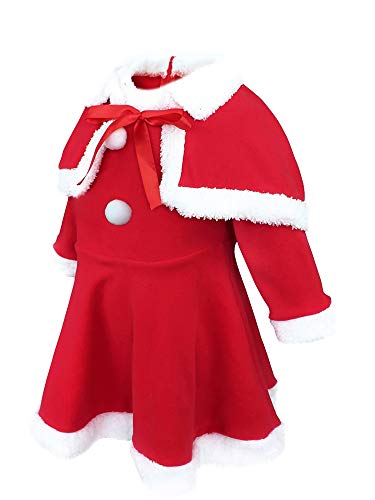 YiZYiF Disfraz Navidad Bebés Niñas Vestido Fiesta Navideña Traje Rojo de Papá Noel 3Pcs con Chaqueta Roja Gorro Conjunto de Navidad 12 Meses - 3 Años Rojo 3 Años