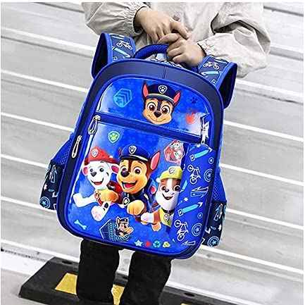 YKKJ Mochila Paw Patrol Niño, mochila para niños de dibujos animados impresos en 3D para niños en edad preescolar, jardín de infantes y escuela primaria. (Azul