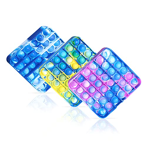 YMIR Pop It Fidget Toy - Juguetes Antiestres Niños y Adultos, Push Pop Bubble, Juguetes Sensoriales, Cuadrado de Colores para Explotar Burbujas. (Pack de 3)