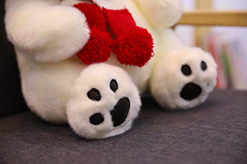 YMQKX 15-36cm Familia Oso Polar Juguete de Peluche Bufanda de Rayas Sentado Blanco Bebé Osos Polares Peluches Peluche Niños Regalo de Cumpleaños 15cm Pañuelo Rojo