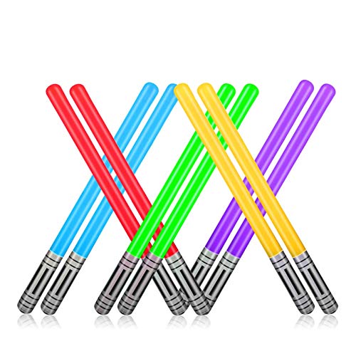 Yojoloin 10 UNIDS Inflables Star War Light Saber Sword Stick Globos para Suministros de Fiesta Favores de Fiesta Globos 5 Color (10 PCS)