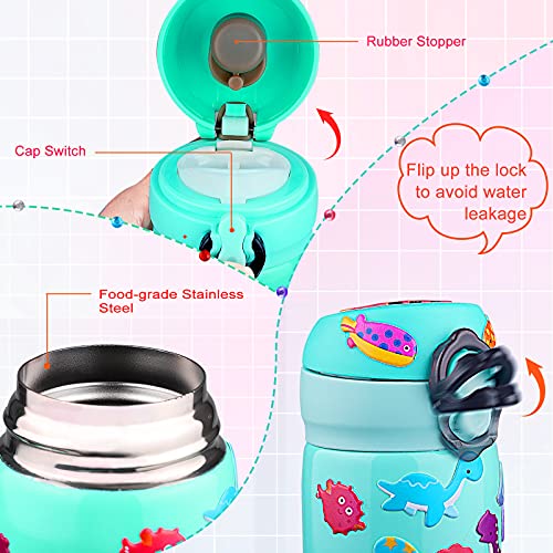 Yojoloin Botella de Agua Acero Inoxidable Niños,Botella de Agua Termica Infantil,DIY Niños Manualidades Botella Agua Niños Colegio,sin bpa,Antigoteo,con Bolsa Viajar,Regalos Niños
