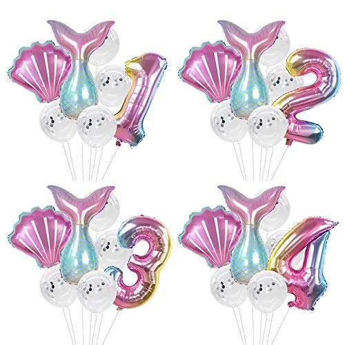 YUXIN ZHAOCHEN Ducha Número 32 Pulgadas púrpura Partido de la Sirena Globo de Oro Globos de bebé Niños Fiesta de cumpleaños Juguetes Juegos de Disfraces Helio (Color : A 5)