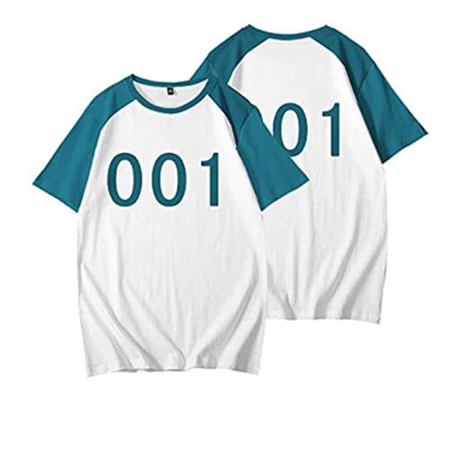 YWSM Squid Game Cosplay T-Shirt,Squid Game Costume Cosplay Shirt, 067 456 Logo Green Sport Wear Short Sleeve (001,XL)