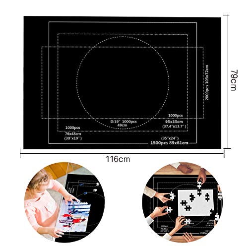 Zaloife Tapete Puzzle, Tapete para Enrollar Puzzles, Tapete para Puzzles 2000 Piezas, Puzzle Mat Negro,Estera de Rompecabezas Portátil, Puzzle Mat Roll