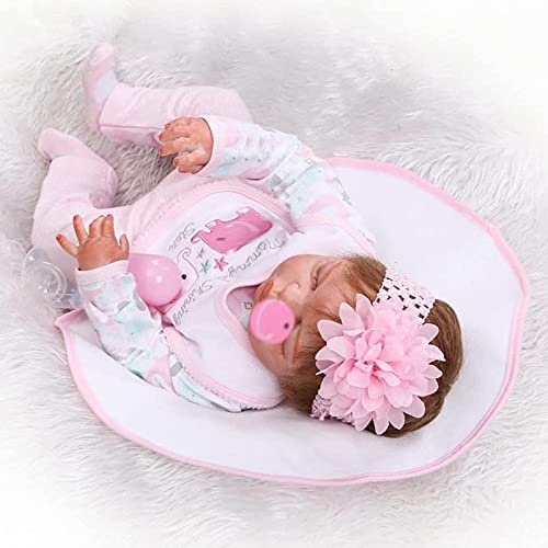 ZIYIUI Bonecas Reborn 23 Pulgadas 57 cm Bebe Reborn Silicona Cuerpo Completo Realista munecas Reborn Vinilo de Silicona Suave Bebe Reborn niña Muñeca de Ojos Cerrados Reborn