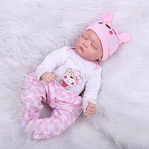 ZIYIUI Doll 22 Pulgadas 55 cm Muñecos Bebé Realista Reborn Bebé Muñeca Silicona Suave Simulación de Vinilo Realista Lindo Recién Nacido Bebé Juguete 3+ años de Edad