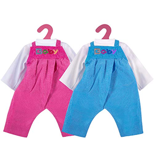 ZOEON Ropa de Muñecas para New Born Baby Doll, Blusas y Pantalones con Peto para 18 " Muñecas (35-45 cm), Conjunto de 2