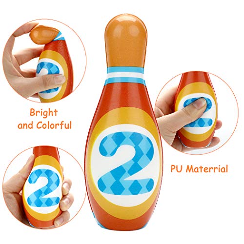 ZOYLINK 12PCS Juego De Bolos Para Niños, El Juego De Bolos Para El Desarrollo Intelectual De Los Niños Contiene 2 Bolas De Boliche y 10 Pines