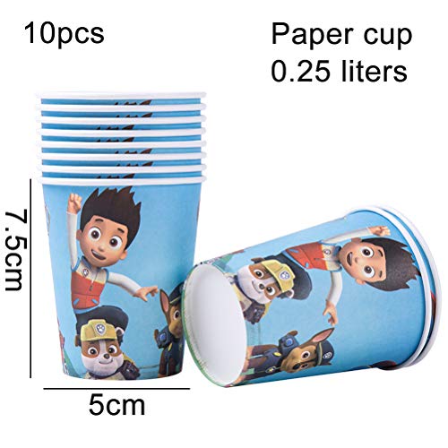 ZSWQ 52pcs Vajilla Diseño de Paw Patrol Accesorio de Decoración de Fiesta de Cumpleaños Apoyo para Celebración Pancarta Platos Vasos Servilletas y Mantel Resistente