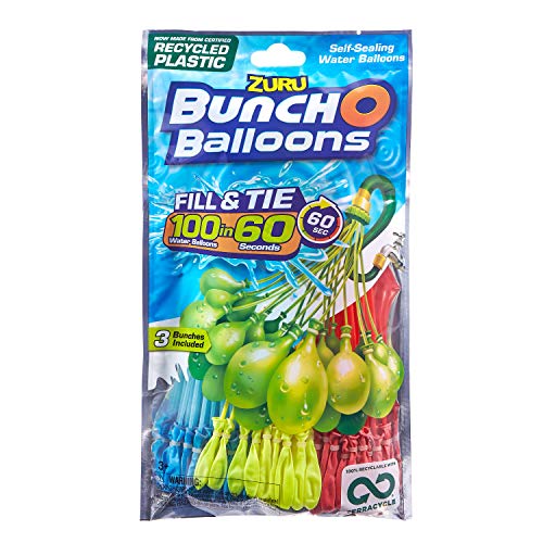 Zuru BUNCH O BALLOONS - 100 globos de agua autoadhesivos de llenado rápido, Multicolor, 1 paquete, colores variados