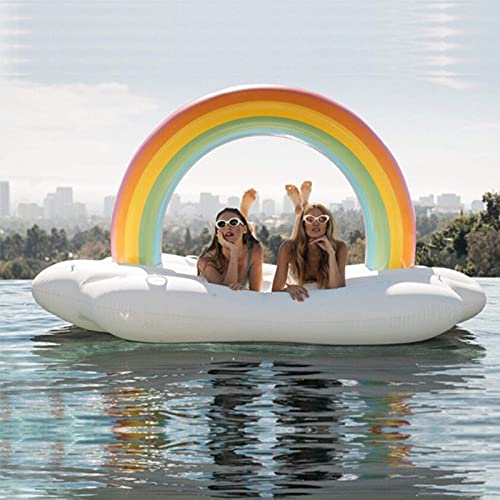 Zwirelz Cama de Natación Inflable, Colchón de Agua Inflable de Arco Iris, Juguete de Piscina de Verano, Hamaca de Agua, Cama de Natación de Verano, Juguete de Fiesta Flotante Para Adultos y Niños