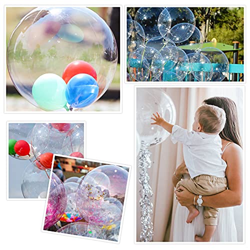 12 Globos Bobo Elásticos Transparentes Globo Bobo Preestirado Transparente de Burbuja de 18 Pulgadas Globos de Burbuja de Luz Led DIY Globo Bobo Impermeable Reutilizable para Cumpleaños Boda