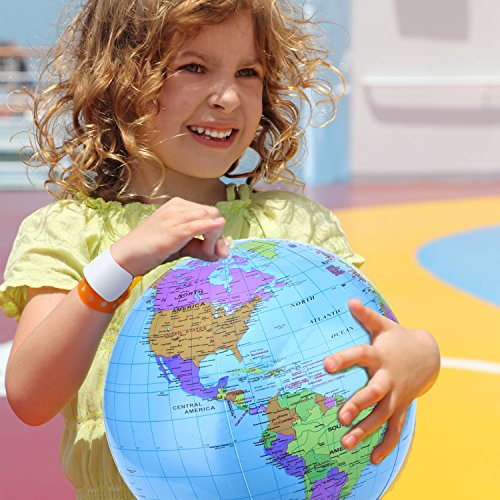 16 Pulgadas de Globo Inflable Globo Terráqueo Globo de Bola de Playa para Juego Educativo y de Playa, Colorido (6 Piezas)