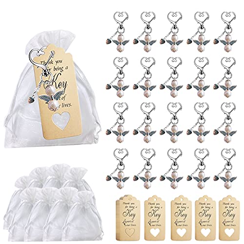 20 Colgantes de Bautizo de Boda, ZEEREE Regalos de Ángel de Guarda + Bolsa de Organza + Etiqueta, para fiesta de bodas Comunión Regalo de Confirmación, invitados recuerdos