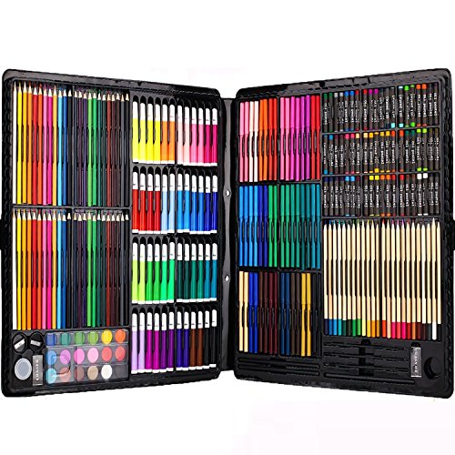 258 piezas Creatividad Art Set para niños dibujo y pintura (acuarela, lápices de colores, marcadores de colores, lápices de colores)