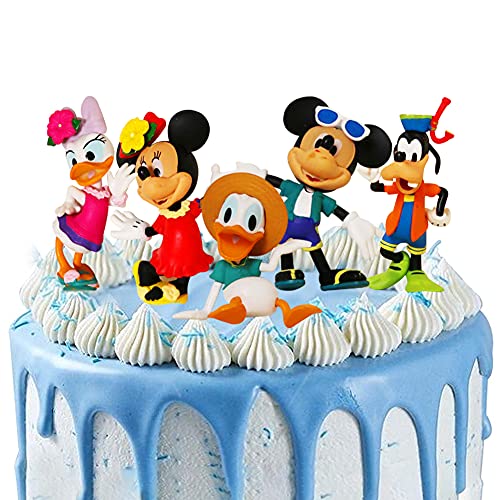 5 Pieces Mickey Cake Topper, Mickey Theme Party Supplies, Minnie Cake Decoration para Baby Shower Fiesta de Cumpleaños