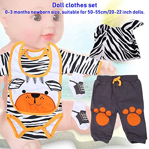 50-55cm/20-22in Traje de muñeca de simulación traje lindo oso de dibujos animados a rayas ropa de niños traje de muñeca(Baby Bear Clothes)