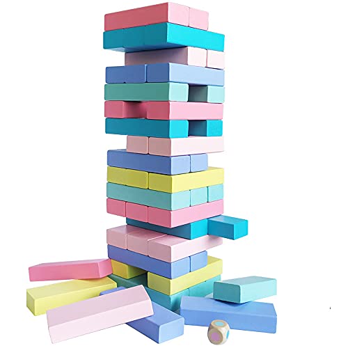 51 piezas de bloques de juego coloridos de Tumble Tower Juego de mesa apilable para niños Juguetes educativos para niñas Niños de 3-14 años (multicolor)