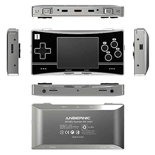 AABEY Consola de Juegos portátil RG300X, Consola de Juegos Retro, Reproductor de Juegos portátil con Pantalla IPS de 3.0 Pulgadas Reproductor de Videojuegos mínimo Compatible con Pantalla HD PS