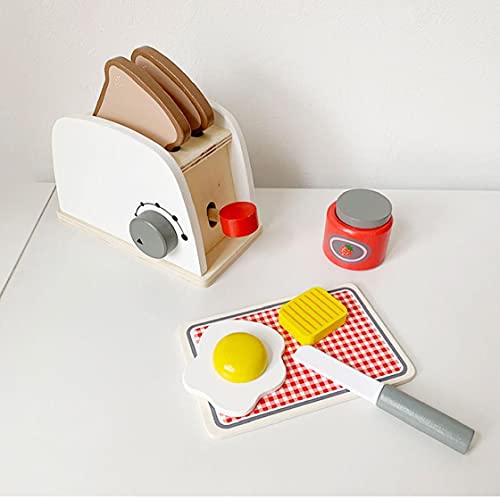 Aiyrchin Juguetes de Madera de Madera de la Crepe de la máquina de café de la máquina Licuadora máquina de Pan de Juguetes de Madera de Cocina de niños Juguetes educativos 4 Piezas