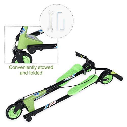 AOODIL Scooter abatible Plegable de 3 Ruedas para niños Tri Slider Kick Speeder Scooters Push Drifting con manija Ajustable para niños/niñas/niños