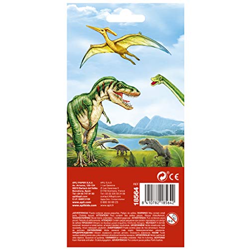 APLI Kids 18564-Pegatinas de Dinosaurios. Incluye 1 Hoja con 18 Pegatinas de Adhesivo Permanente. Ideales para Scrapbooking, decoración o DIY (18564)