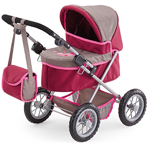 Bayer Design 13078 - Cochecito Muñecas Trendy Royal, Color gris, burdeos, 68cm
