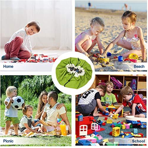 BelleStyle Bolsa de Almacenamiento de Juguetes para niños, Alfombra de Juego Organizer para Juegos de niños, Juguetes de Niños una Limpieza más Rápida (Verde, 150 cm)