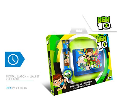 Ben 10- Set Reloj Digital y Billetera En Caja, Multicolor (Kids Euroswan KD-BT17010)
