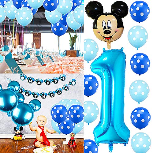 BESTZY Mickey Party Globos, Decoraciones de cumpleaños de Mickey , 1er Fiesta Cumpleaños Bebe Globos Decoracion para Baby Shower de Cumpleaños