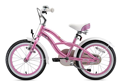 BIKESTAR Bicicleta Infantil para niños y niñas a Partir de 4 años | Bici 16 Pulgadas con Frenos | 16" Edición Cruiser Rosa