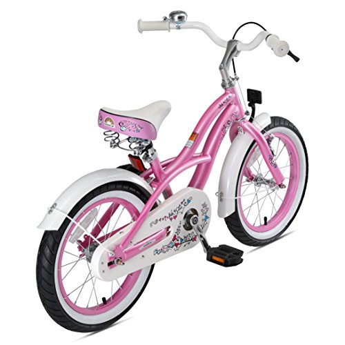 BIKESTAR Bicicleta Infantil para niños y niñas a Partir de 4 años | Bici 16 Pulgadas con Frenos | 16" Edición Cruiser Rosa