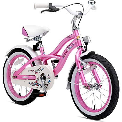 BIKESTAR Bicicleta Infantil para niños y niñas a Partir de 4 años | Bici 16 Pulgadas con Frenos | 16" Edición Cruiser Rosa