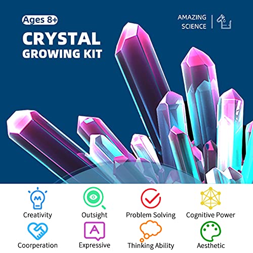 Bisofice Ciencia y Juego de Piedras Preciosas y Cristales, experimentos para niños 8 Años,Juego de Geologia con Minerales para Niños,regalos para niños de 8 años,Crecimiento de cristal